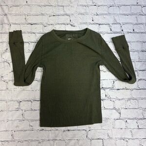 Aerie Olive Ribbed Knit Top